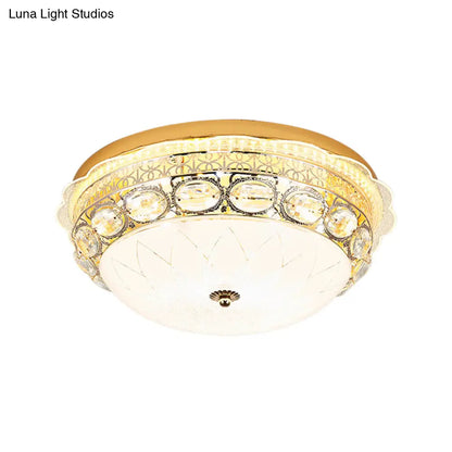 DecorBites™ DecorBites™ Classic Crystal Bowl Flush Ceiling Light - LED Flush Mount Fixture, White - 16"/19.5" Wide - Bedroom Lighting