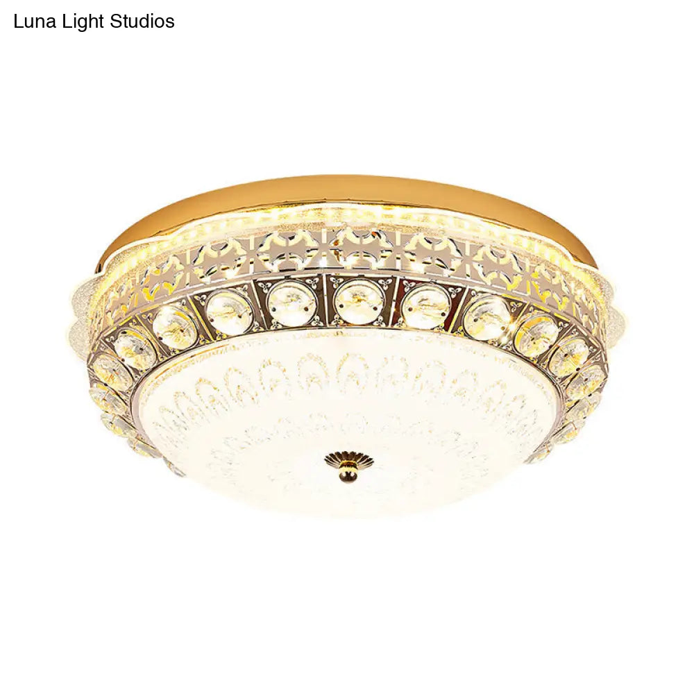 DecorBites™ DecorBites™ Classic Crystal Bowl Flush Ceiling Light - LED Flush Mount Fixture, White - 16"/19.5" Wide - Bedroom Lighting