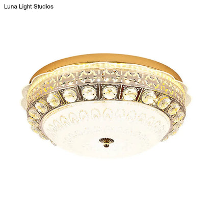 DecorBites™ DecorBites™ Classic Crystal Bowl Flush Ceiling Light - LED Flush Mount Fixture, White - 16"/19.5" Wide - Bedroom Lighting