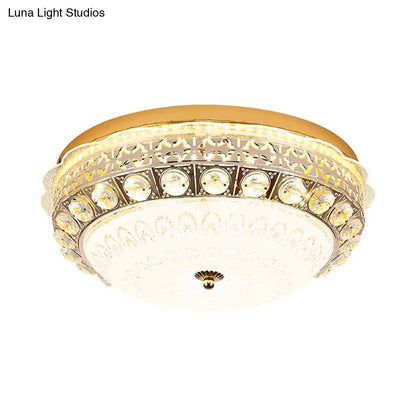 DecorBites™ DecorBites™ Classic Crystal Bowl Flush Ceiling Light - LED Flush Mount Fixture, White - 16"/19.5" Wide - Bedroom Lighting