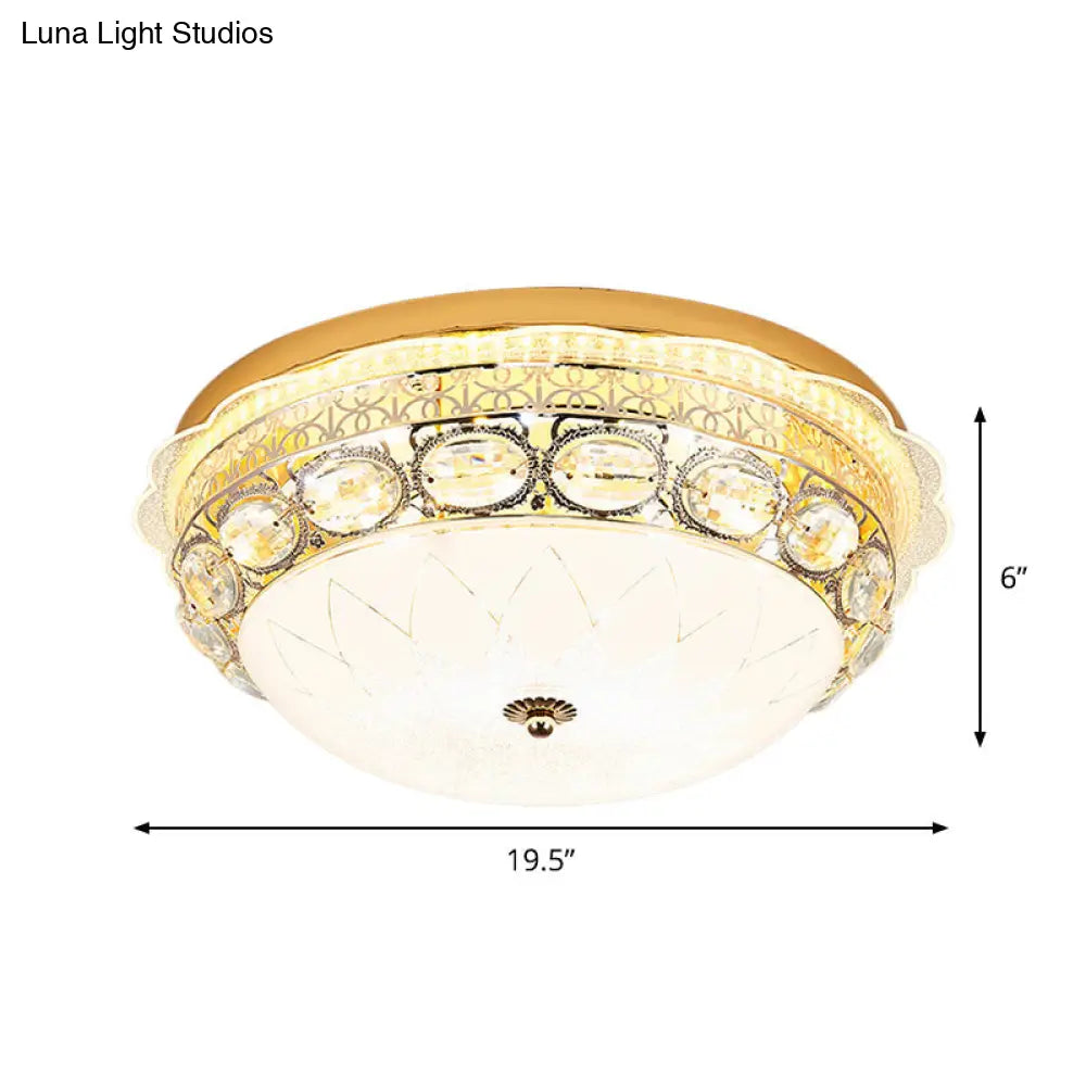 DecorBites™ DecorBites™ Classic Crystal Bowl Flush Ceiling Light - LED Flush Mount Fixture, White - 16"/19.5" Wide - Bedroom Lighting