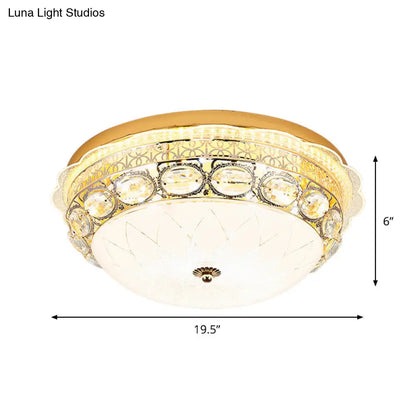 DecorBites™ DecorBites™ Classic Crystal Bowl Flush Ceiling Light - LED Flush Mount Fixture, White - 16"/19.5" Wide - Bedroom Lighting