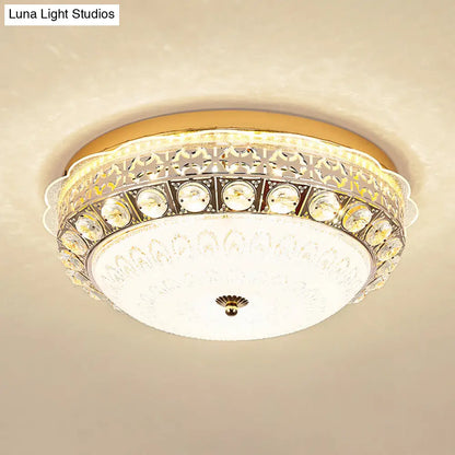 DecorBites™ DecorBites™ Classic Crystal Bowl Flush Ceiling Light - LED Flush Mount Fixture, White - 16"/19.5" Wide - Bedroom Lighting