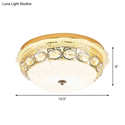 DecorBites™ DecorBites™ Classic Crystal Bowl Flush Ceiling Light - LED Flush Mount Fixture, White - 16"/19.5" Wide - Bedroom Lighting