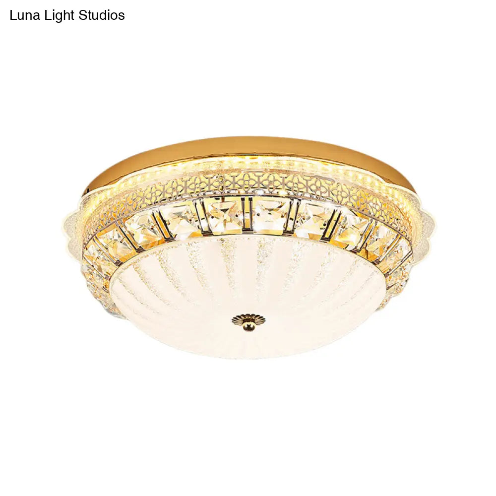 DecorBites™ DecorBites™ Classic Crystal Bowl Flush Ceiling Light - LED Flush Mount Fixture, White - 16"/19.5" Wide - Bedroom Lighting