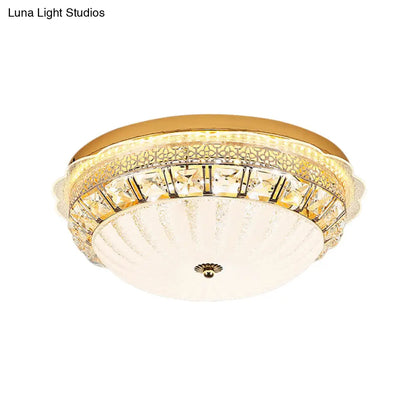 DecorBites™ DecorBites™ Classic Crystal Bowl Flush Ceiling Light - LED Flush Mount Fixture, White - 16"/19.5" Wide - Bedroom Lighting