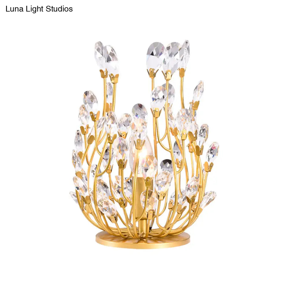 Classic Crystal Drop Table Nightstand Light for Living Room - Silver/Gold Finish, 1-Light