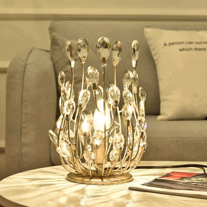 Classic Crystal Drop Table Nightstand Light for Living Room - Silver/Gold Finish, 1-Light