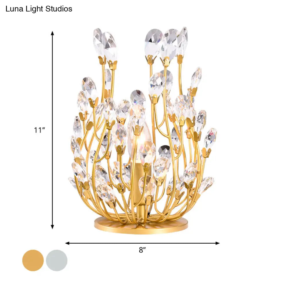 Classic Crystal Drop Table Nightstand Light for Living Room - Silver/Gold Finish, 1-Light