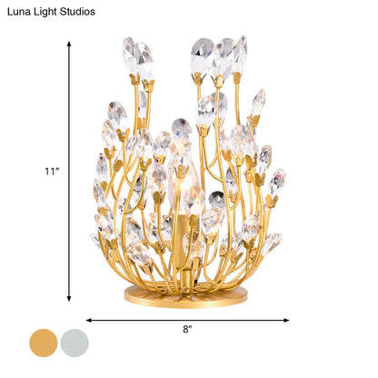 Classic Crystal Drop Table Nightstand Light for Living Room - Silver/Gold Finish, 1-Light