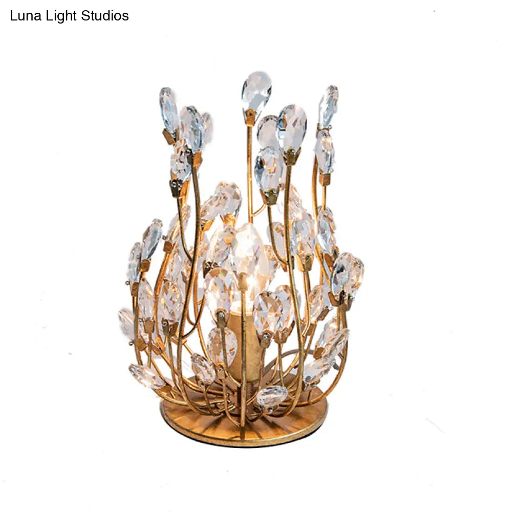 Classic Crystal Drop Table Nightstand Light for Living Room - Silver/Gold Finish, 1-Light