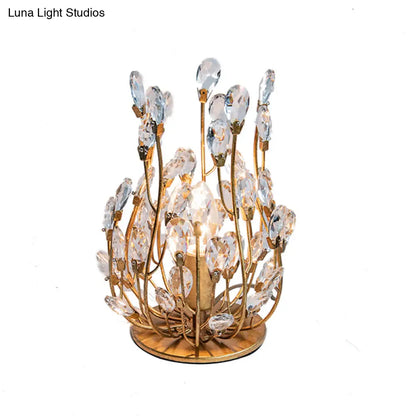 Classic Crystal Drop Table Nightstand Light for Living Room - Silver/Gold Finish, 1-Light