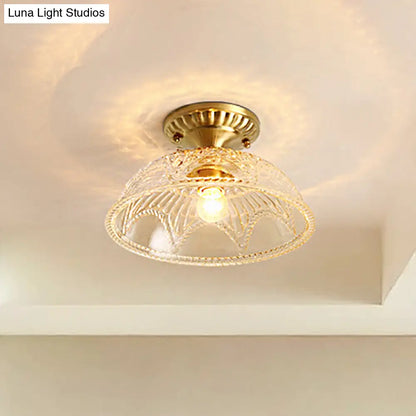DecorBites™ Classic Dome Crystal Semi Flush Mount Light in Brass for Living Room - 1 Light Ceiling Lighting