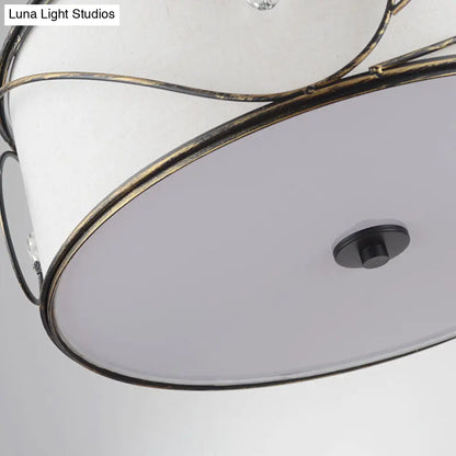 DecorBites™ Classic Drum Fabric Semi Mount Ceiling Light - 5 Lights - Flaxen - 16"/19.5" Wide