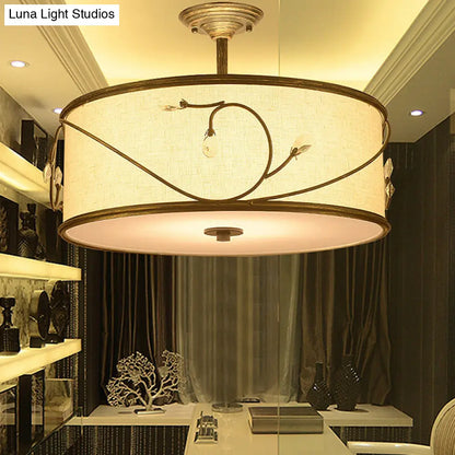 DecorBites™ Classic Drum Fabric Semi Mount Ceiling Light - 5 Lights - Flaxen - 16"/19.5" Wide