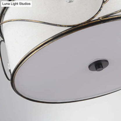 DecorBites™ Classic Drum Fabric Semi Mount Ceiling Light - 5 Lights - Flaxen - 16"/19.5" Wide