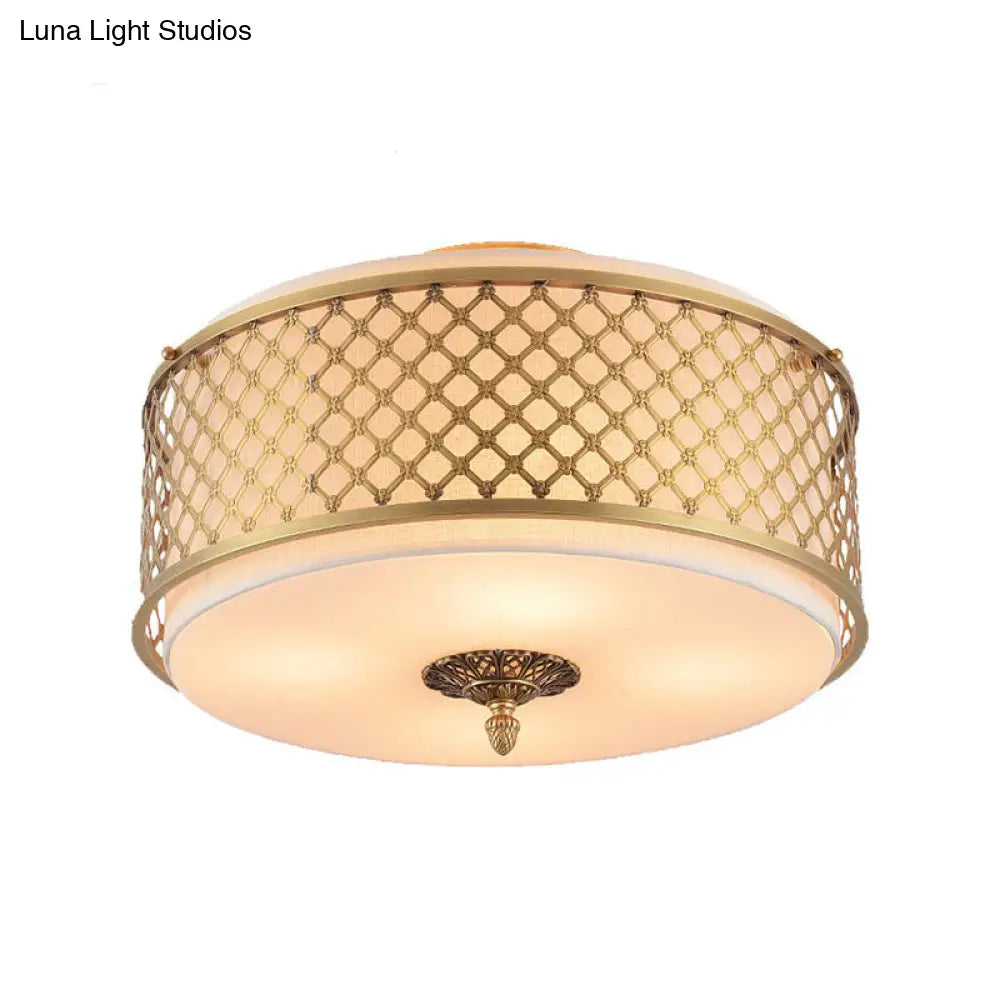 Lámpara de techo DecorBites™ Classic Drum de metal, acabado en latón, 4/5 luces, 40,6 cm/49,5 cm de ancho, para sala de estar.