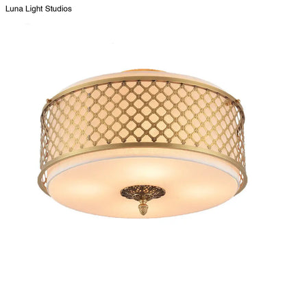 Lámpara de techo DecorBites™ Classic Drum de metal, acabado en latón, 4/5 luces, 40,6 cm/49,5 cm de ancho, para sala de estar.