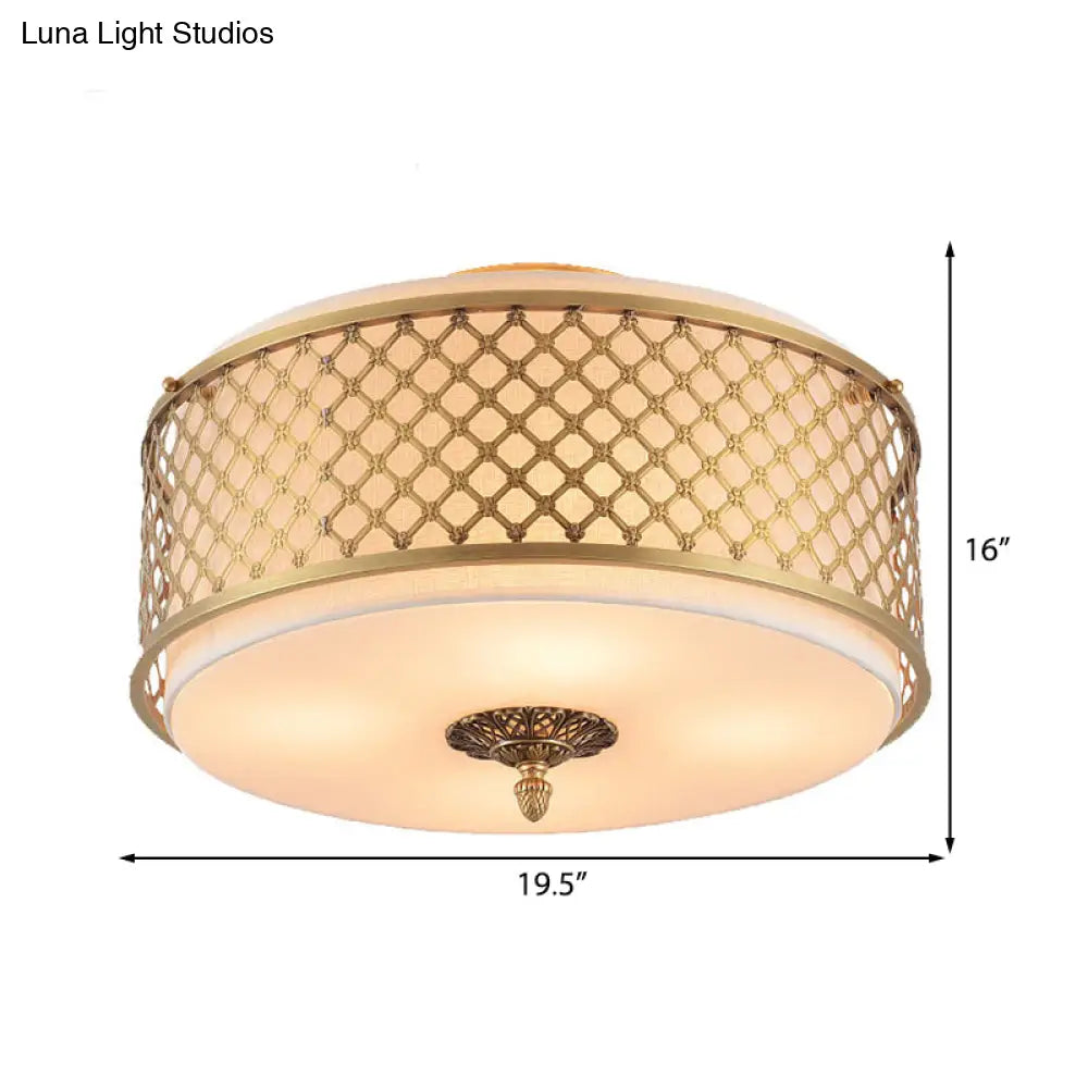 Lámpara de techo DecorBites™ Classic Drum de metal, acabado en latón, 4/5 luces, 40,6 cm/49,5 cm de ancho, para sala de estar.