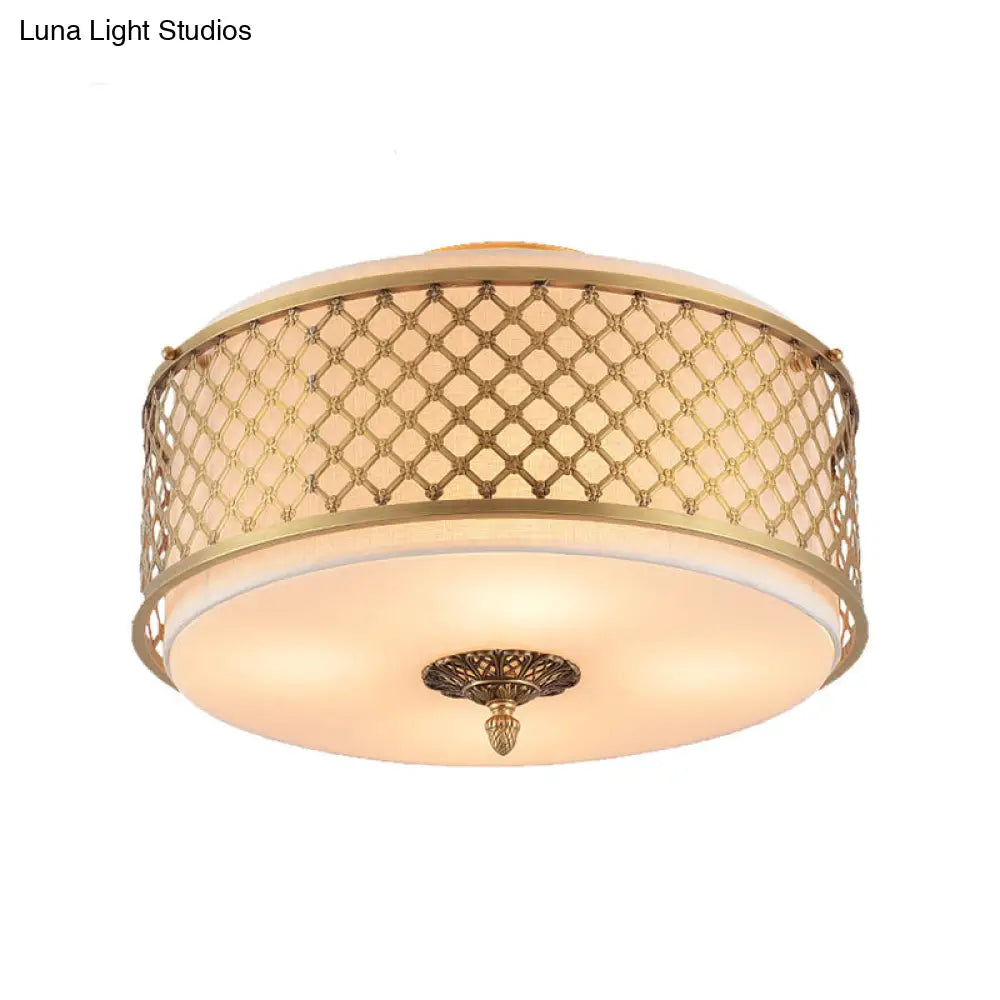 Lámpara de techo DecorBites™ Classic Drum de metal, acabado en latón, 4/5 luces, 40,6 cm/49,5 cm de ancho, para sala de estar.