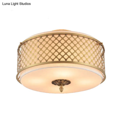 Lámpara de techo DecorBites™ Classic Drum de metal, acabado en latón, 4/5 luces, 40,6 cm/49,5 cm de ancho, para sala de estar.