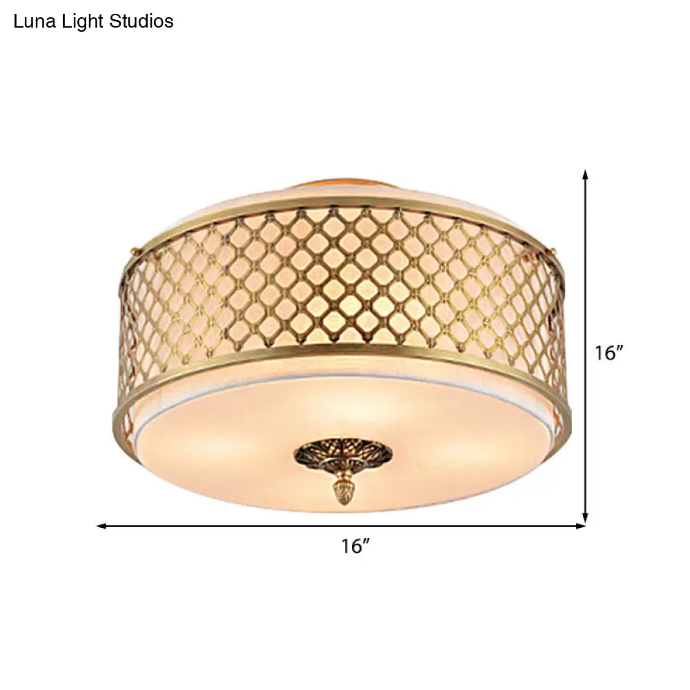 Lámpara de techo DecorBites™ Classic Drum de metal, acabado en latón, 4/5 luces, 40,6 cm/49,5 cm de ancho, para sala de estar.