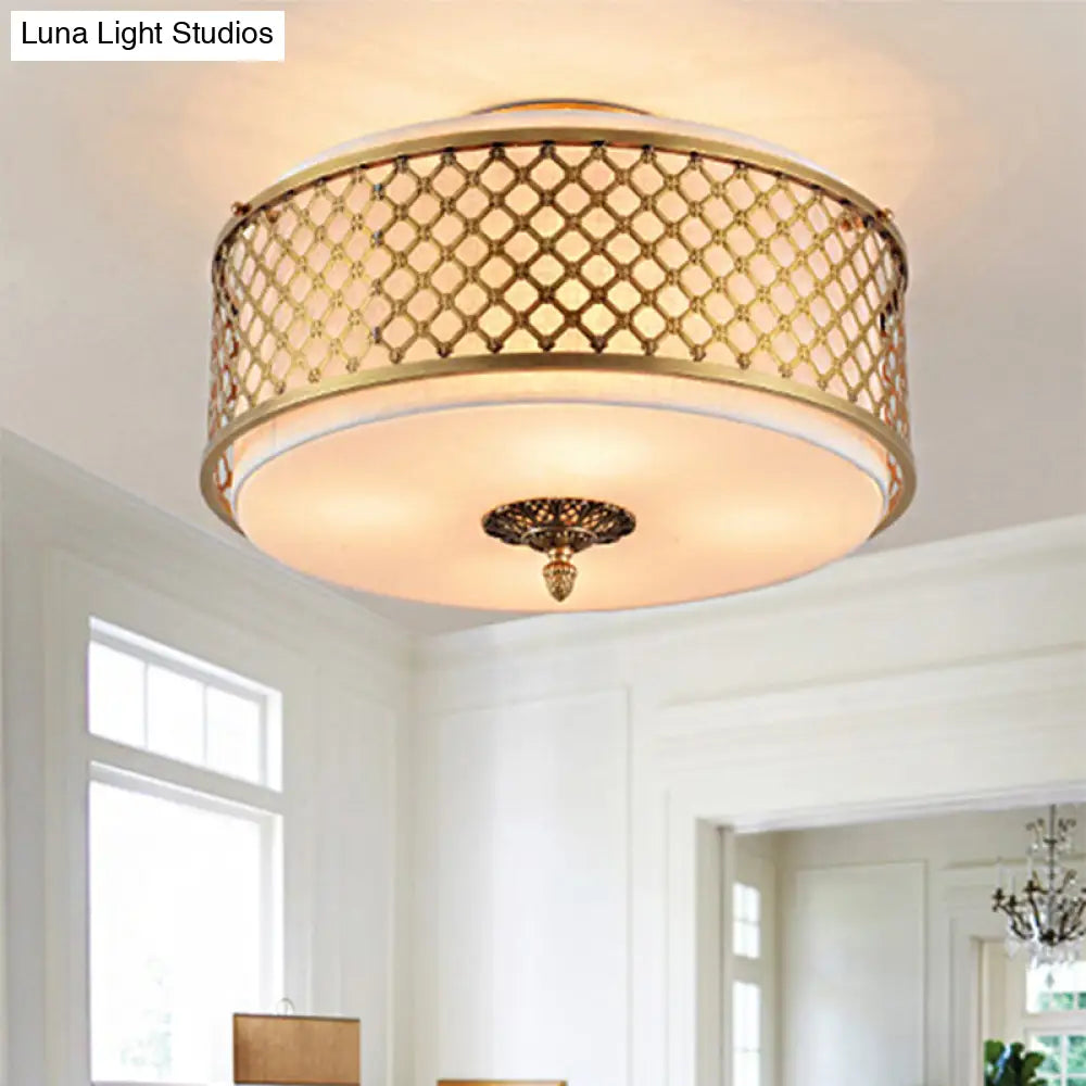 Lámpara de techo DecorBites™ Classic Drum de metal, acabado en latón, 4/5 luces, 40,6 cm/49,5 cm de ancho, para sala de estar.