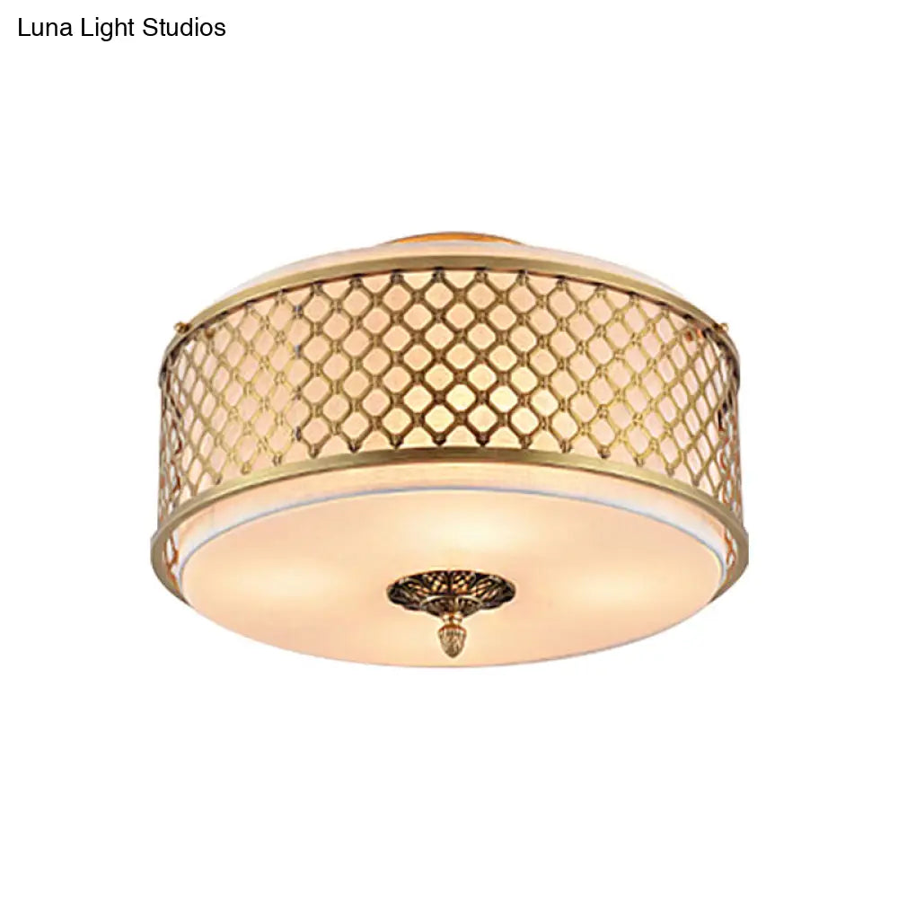 Lámpara de techo DecorBites™ Classic Drum de metal, acabado en latón, 4/5 luces, 40,6 cm/49,5 cm de ancho, para sala de estar.