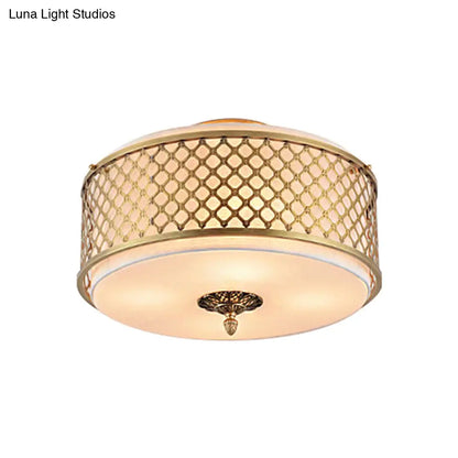 Lámpara de techo DecorBites™ Classic Drum de metal, acabado en latón, 4/5 luces, 40,6 cm/49,5 cm de ancho, para sala de estar.