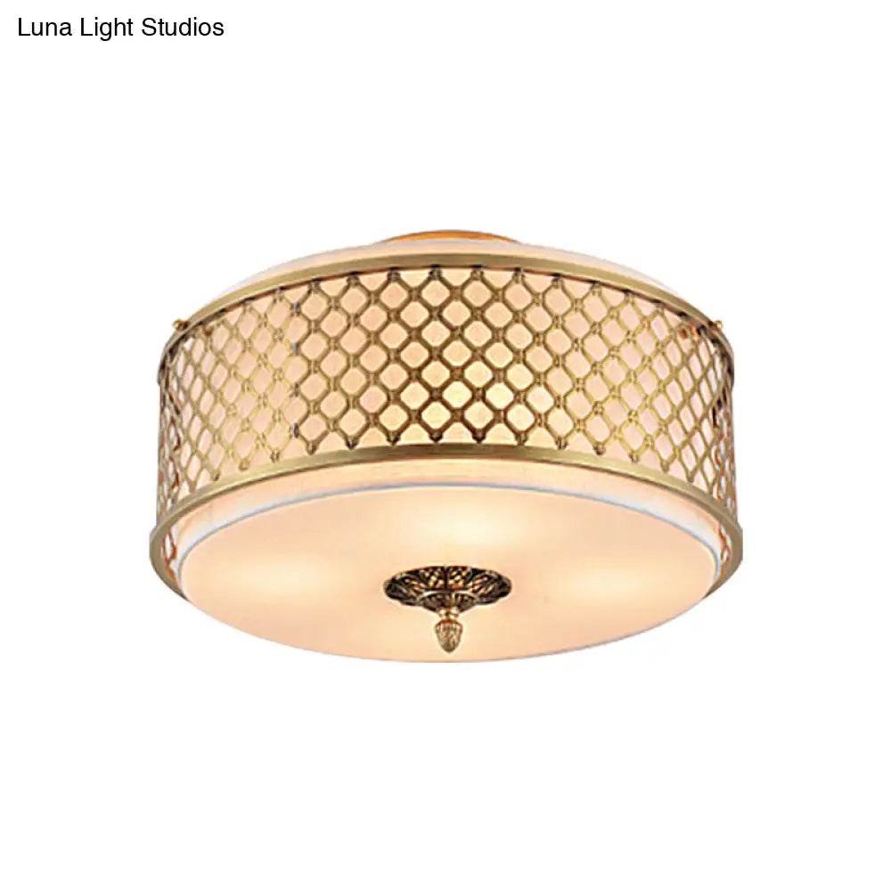 Lámpara de techo DecorBites™ Classic Drum de metal, acabado en latón, 4/5 luces, 40,6 cm/49,5 cm de ancho, para sala de estar.