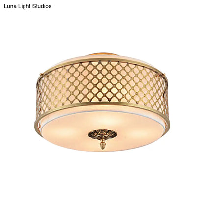 Lámpara de techo DecorBites™ Classic Drum de metal, acabado en latón, 4/5 luces, 40,6 cm/49,5 cm de ancho, para sala de estar.