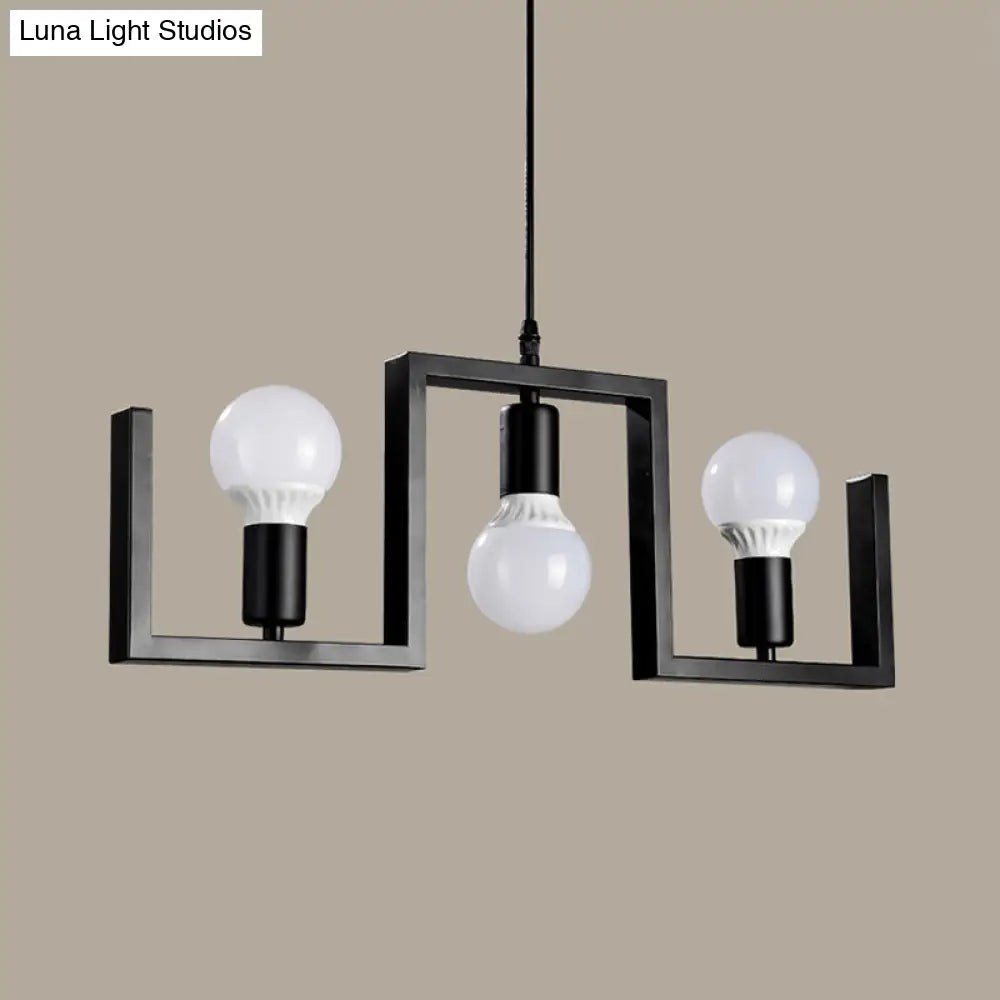 DecorBites™ Classic Exposed Bulb Pendant Light in Black - 3 Metal Island Lights
