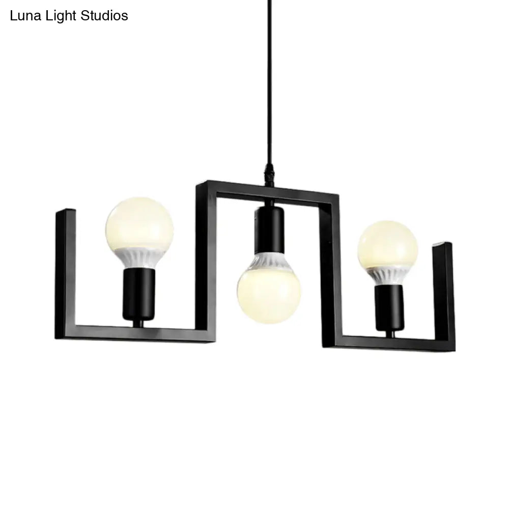 DecorBites™ Classic Exposed Bulb Pendant Light in Black - 3 Metal Island Lights