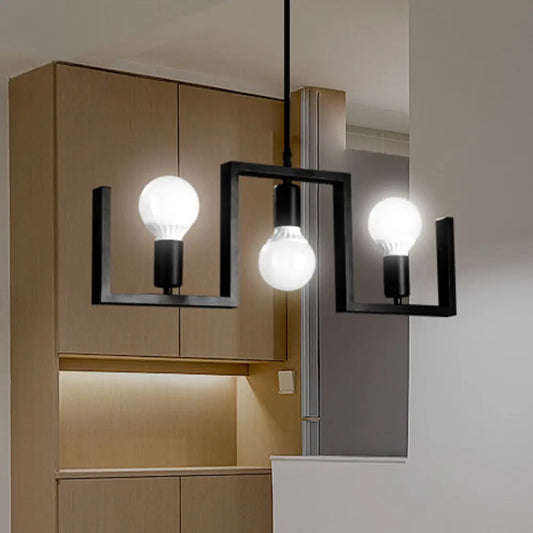 DecorBites™ Classic Exposed Bulb Pendant Light in Black - 3 Metal Island Lights