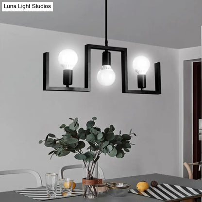 DecorBites™ Classic Exposed Bulb Pendant Light in Black - 3 Metal Island Lights