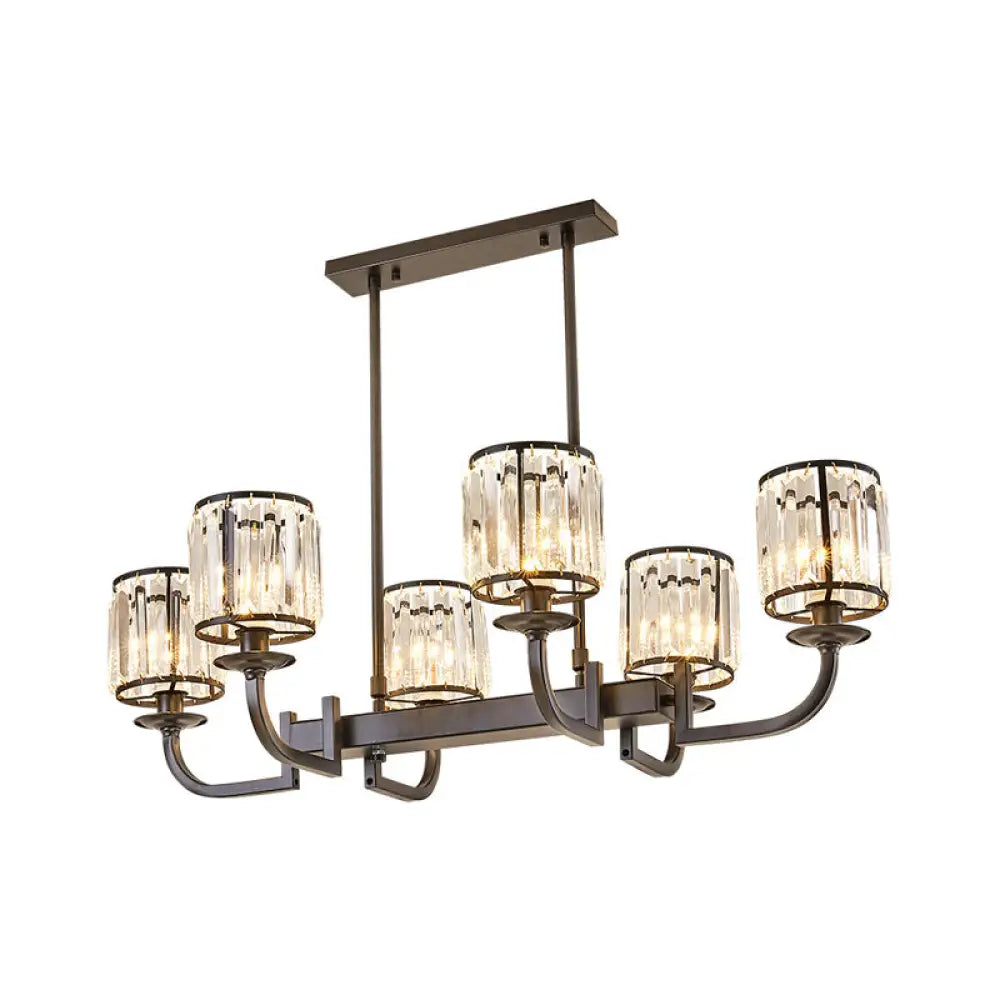 DecorBites™ Classic Faceted Crystal 7-Light Black Pendant Lamp for Dining Room Island