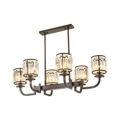 DecorBites™ Classic Faceted Crystal 7-Light Black Pendant Lamp for Dining Room Island