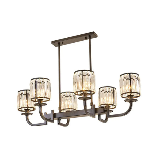 DecorBites™ Classic Faceted Crystal 7-Light Black Pendant Lamp for Dining Room Island