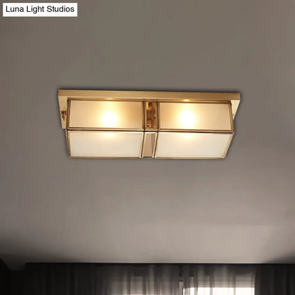 ديكوربايتس™ ديكوربايتس™ مصباح مستطيل كلاسيكي من الزجاج المصنفر بأربعة مصابيح نحاسية لغرفة المعيشة