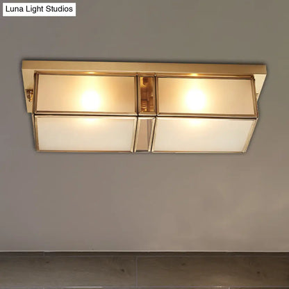 ديكوربايتس™ ديكوربايتس™ مصباح مستطيل كلاسيكي من الزجاج المصنفر بأربعة مصابيح نحاسية لغرفة المعيشة