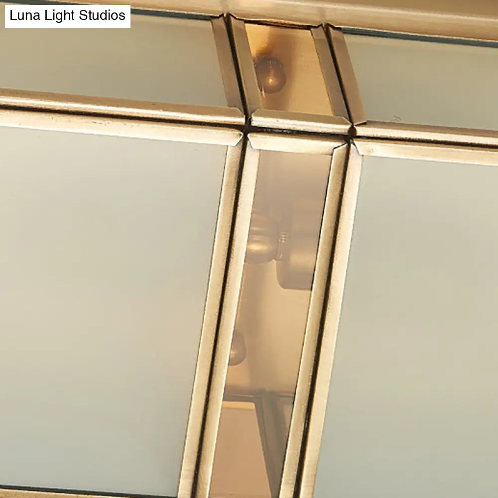 ديكوربايتس™ ديكوربايتس™ مصباح مستطيل كلاسيكي من الزجاج المصنفر بأربعة مصابيح نحاسية لغرفة المعيشة