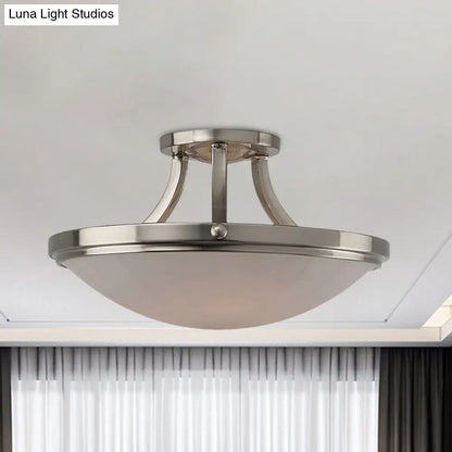 DecorBites™ DecorBites™ Classic Frosted Glass Bowl Semi Flush Mount Light Fixture for Bedroom - Black/Silver, 3-Light