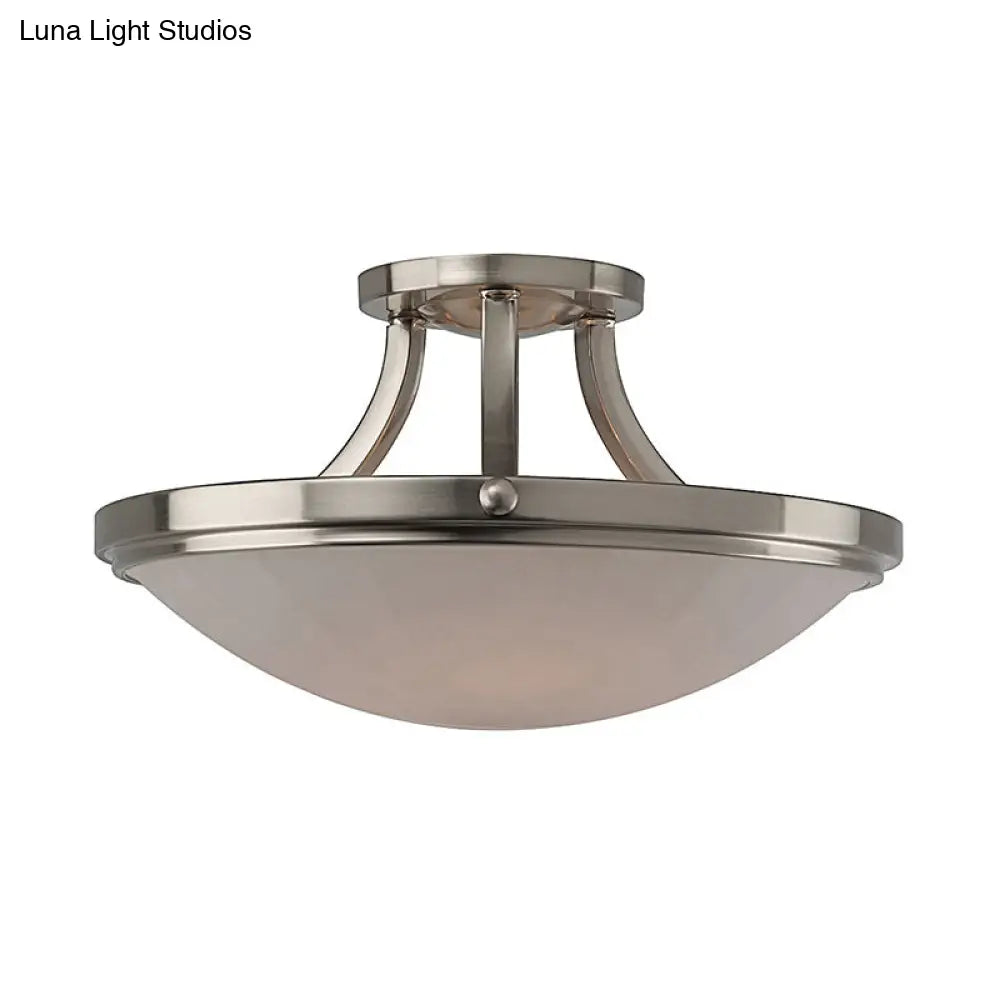 DecorBites™ DecorBites™ Classic Frosted Glass Bowl Semi Flush Mount Light Fixture for Bedroom - Black/Silver, 3-Light