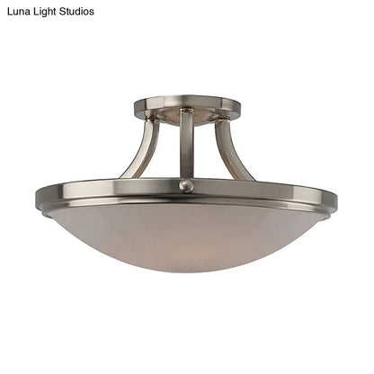 DecorBites™ DecorBites™ Classic Frosted Glass Bowl Semi Flush Mount Light Fixture for Bedroom - Black/Silver, 3-Light