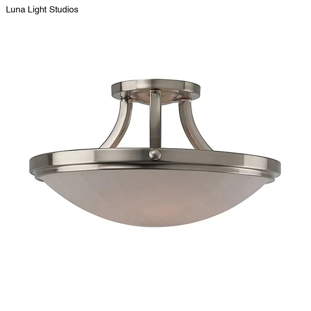 DecorBites™ DecorBites™ Classic Frosted Glass Bowl Semi Flush Mount Light Fixture for Bedroom - Black/Silver, 3-Light