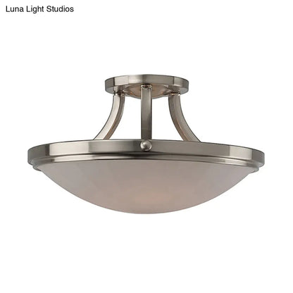 DecorBites™ DecorBites™ Classic Frosted Glass Bowl Semi Flush Mount Light Fixture for Bedroom - Black/Silver, 3-Light