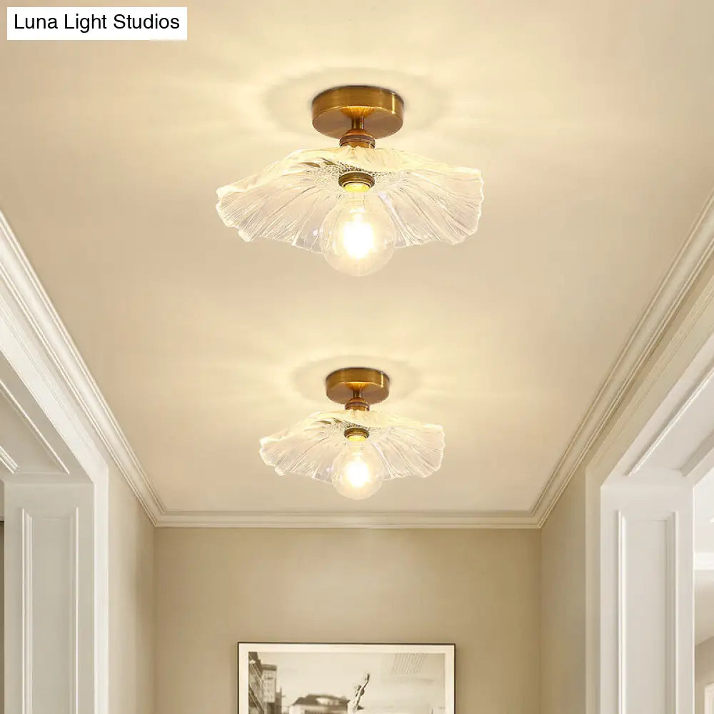 DecorBites™ Classic Glass Ceiling Light Fixture w/ Brass Lamp Holder for Corridors