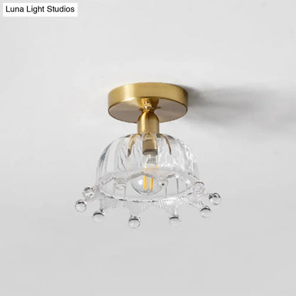 DecorBites™ Classic Glass Ceiling Light Fixture w/ Brass Lamp Holder for Corridors