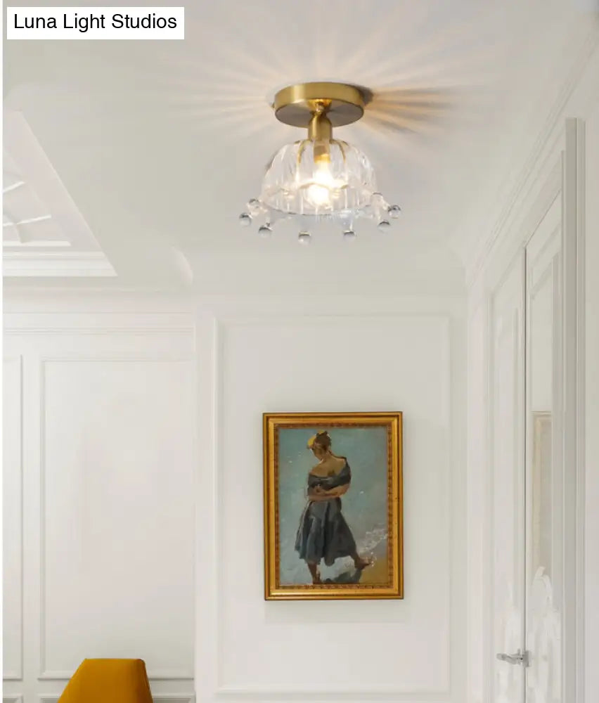 DecorBites™ Classic Glass Ceiling Light Fixture w/ Brass Lamp Holder for Corridors