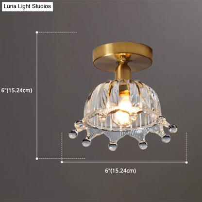 DecorBites™ Classic Glass Ceiling Light Fixture w/ Brass Lamp Holder for Corridors